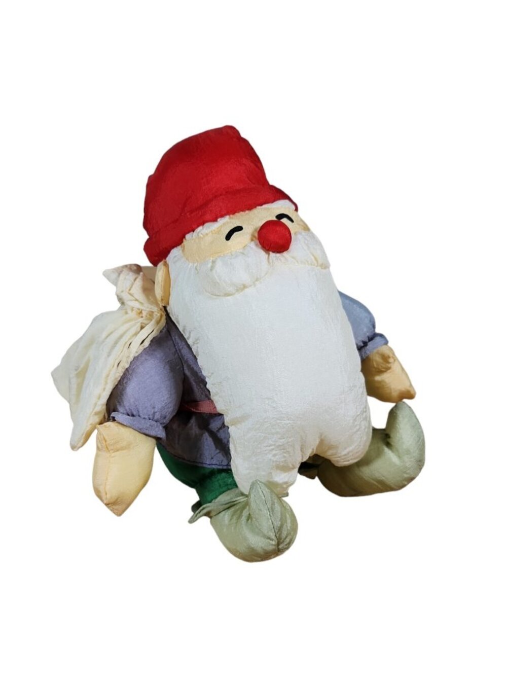 Santa Claus Gnome Nylon Plush Soft Toy Parachute Fabric Vintage Korea 9"